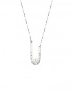 项链• 锆石珍珠系列 Diamond Lonely Pearl Necklace回形单颗珍珠锆石项链
