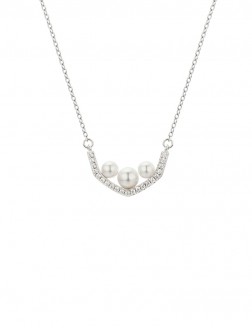 项链• 锆石珍珠系列 Dazzling Diamond triple Pearls Necklace三颗珍珠锆石项链