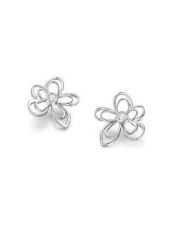 耳环•白描花系列 Cut-out white flower stud earrings 镂空白描花耳钉