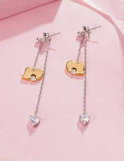 耳钉• 臻爱之心系列 Love You Twice Earrings前后双心长坠耳环