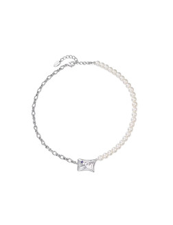 项链•甜梦系列 Pillow imitation pearl chain patchwork necklace 枕头仿珍珠链条拼接项链