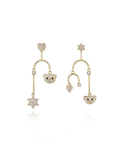 耳环•小熊系列 Little Bear star asymmetrical earrings 小熊星星不对称耳环